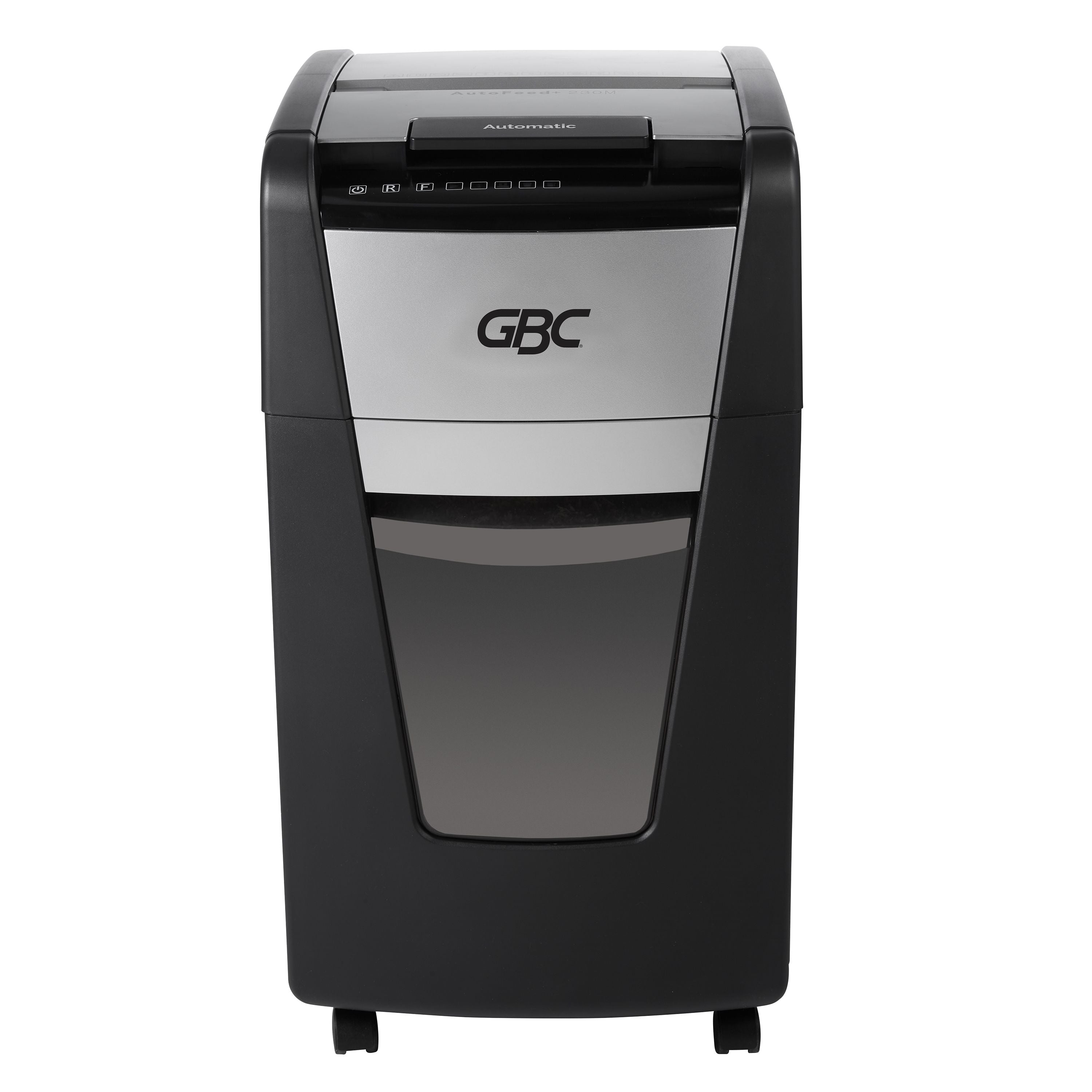 GBC AutoFeed+ Small Office Shredder, 230M, Micro-Cut, 230 Sheets - Continuous Shredder - Micro Cut - 8 Per Pass - for shredding Credit Card, Paper Clip, Staples, Paper - P-5 - 30 Minute Run Time - 16 gal Wastebin Capacity - Black