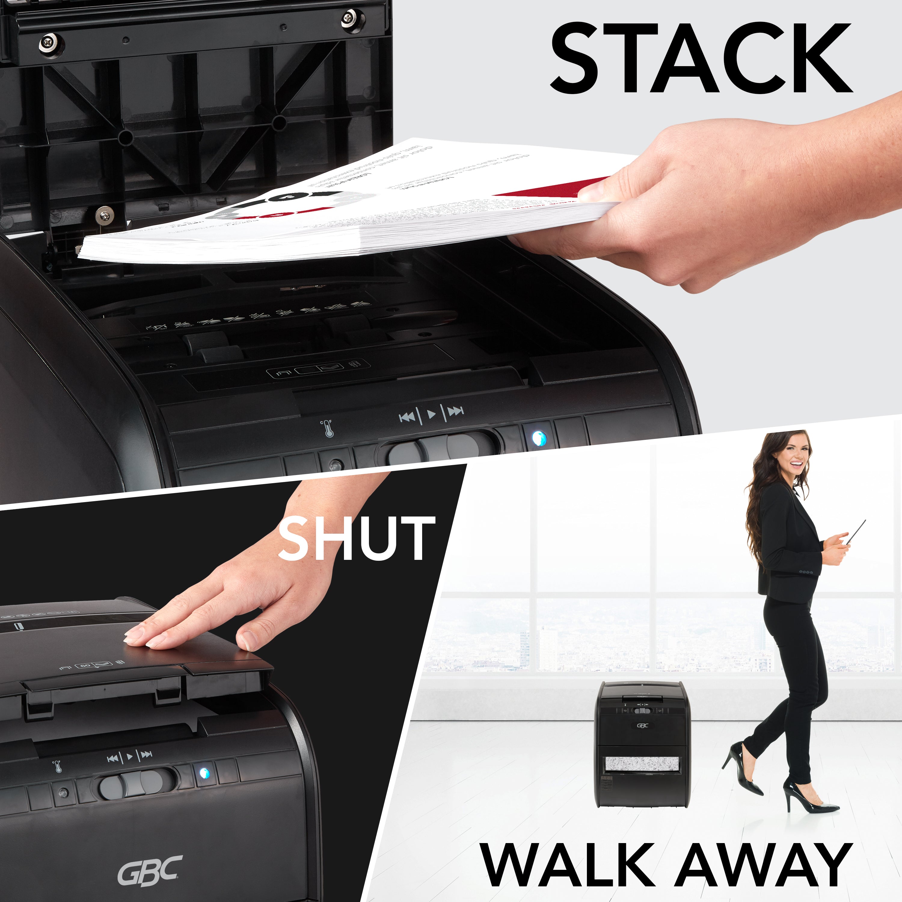 GBC Stack and Shred 80X Autofeed Cross-Cut Shredder