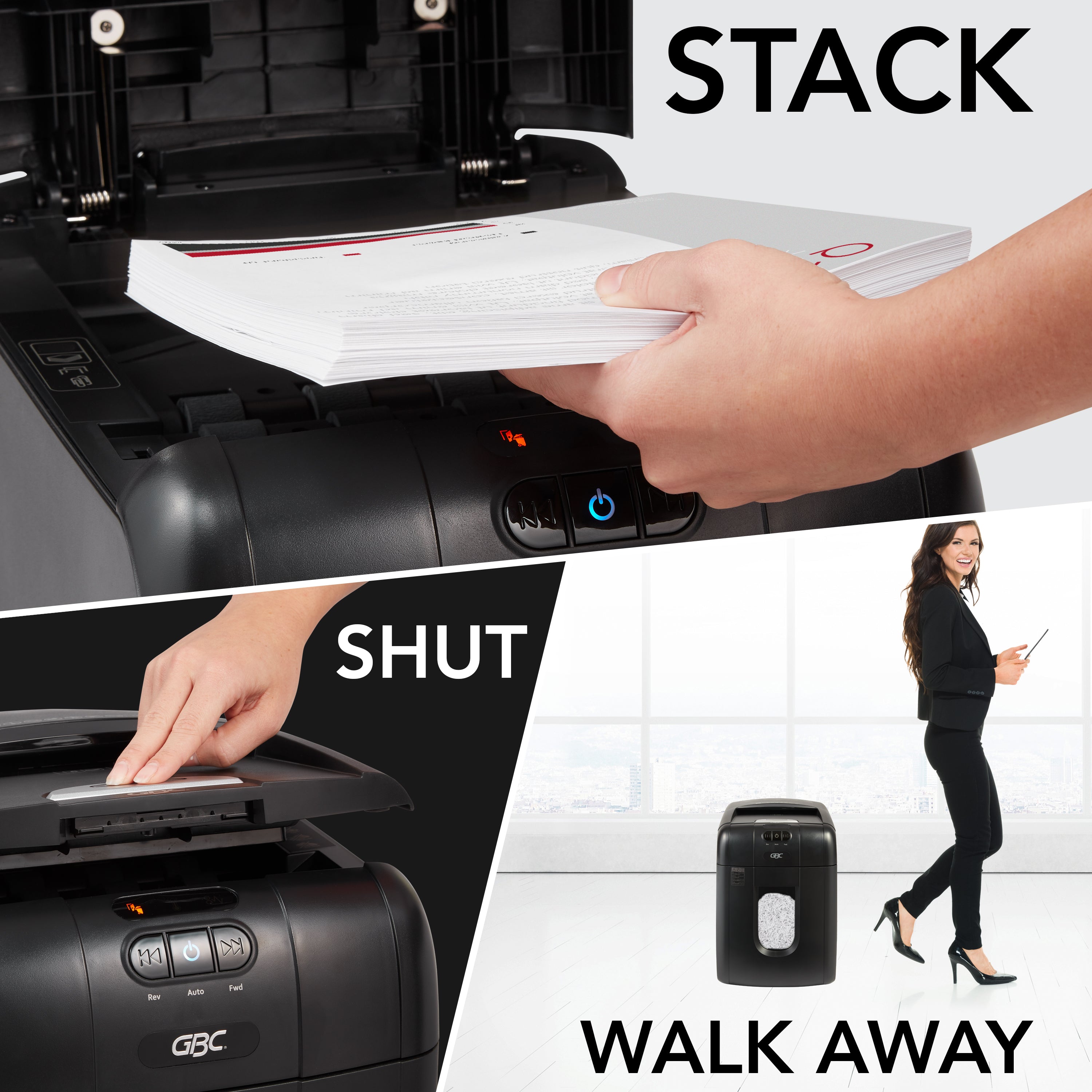 GBC Stack and Shred 130X Autofeed Super Cross-Cut Shredder